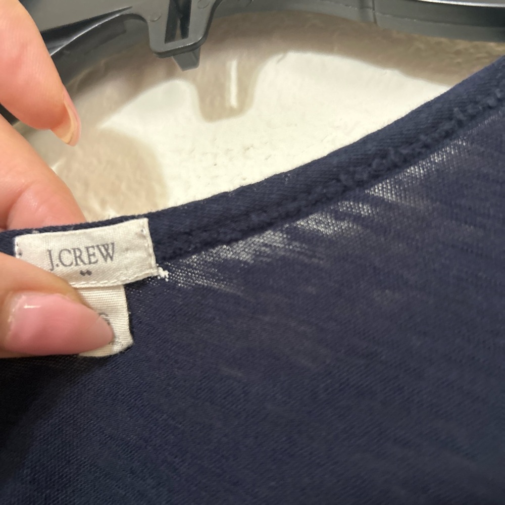 J. Crew Navy Blue and Beige Striped V-Neck Tank Top - Picture 8 of 8